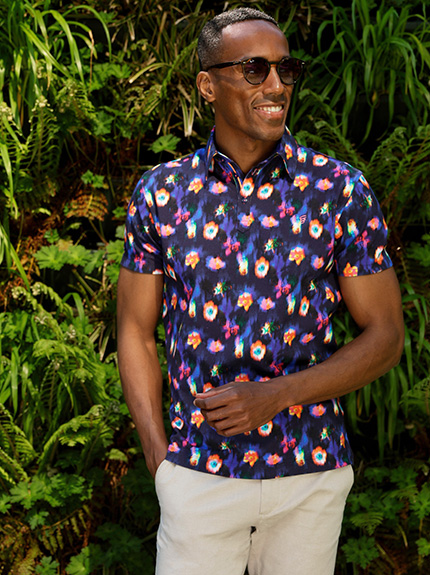R2-Amsterdam-Floral-Print-Shirt Mens Cotton Pattern Shirts